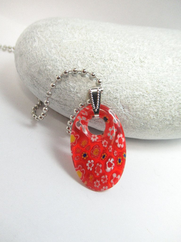 Red Millefiori Pendant